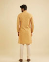 Manyavar Men Mustard Yellow Grid Patterned Kurta image number 4