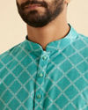 Manyavar Men Turquoise Blue Elegance Kurta