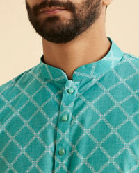 Manyavar Men Turquoise Blue Elegance Kurta
