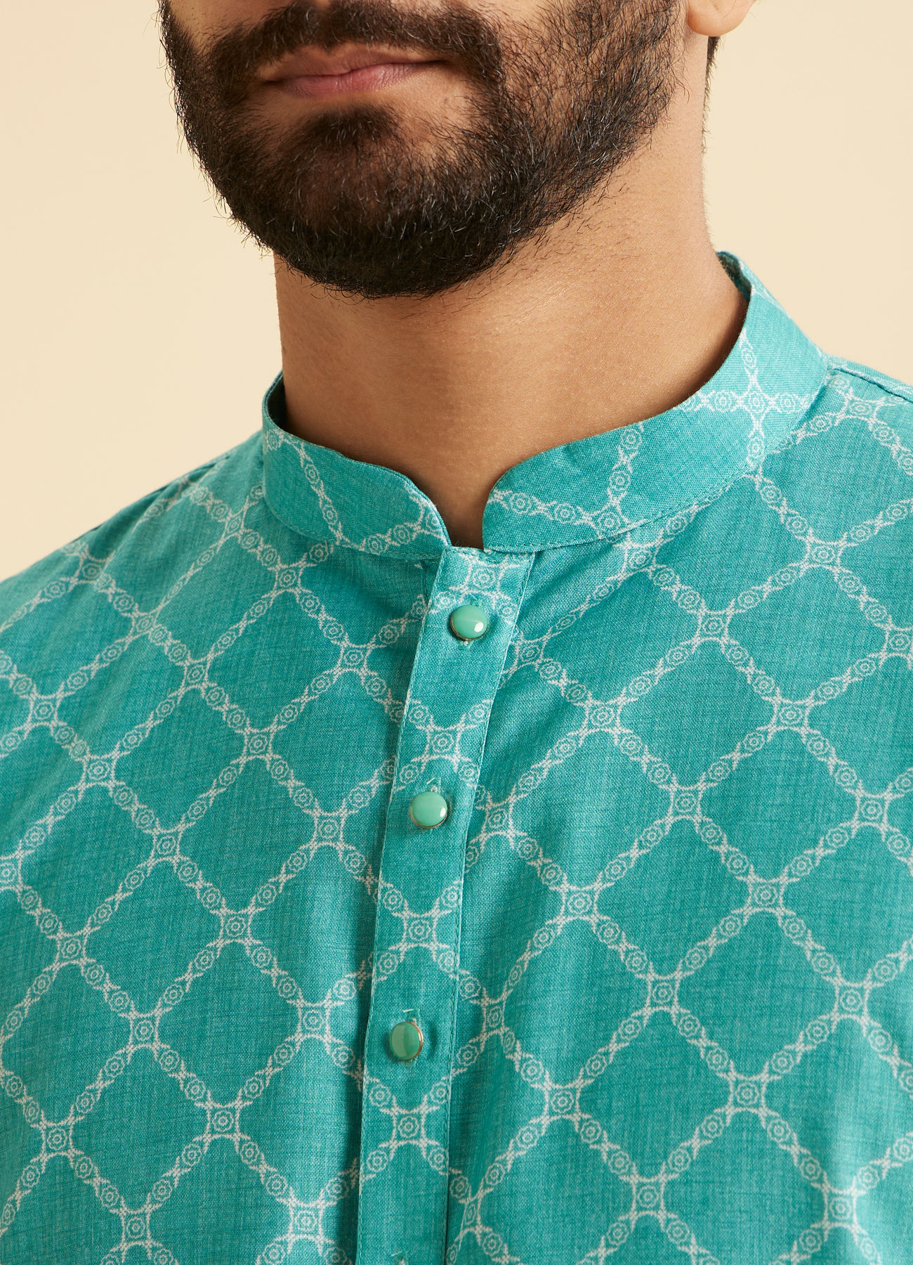 Manyavar Men Turquoise Blue Elegance Kurta