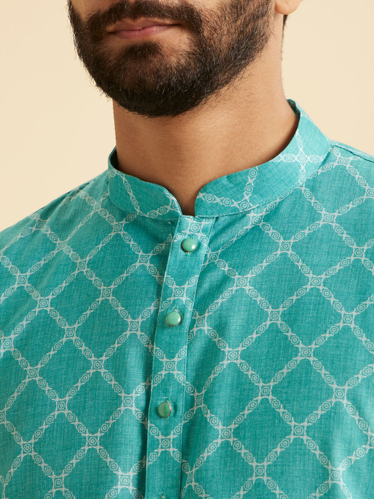 Manyavar Men Turquoise Blue Elegance Kurta