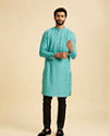 Manyavar Men Turquoise Blue Elegance Kurta