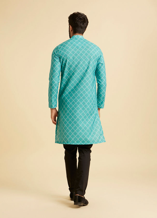 Manyavar Men Turquoise Blue Elegance Kurta