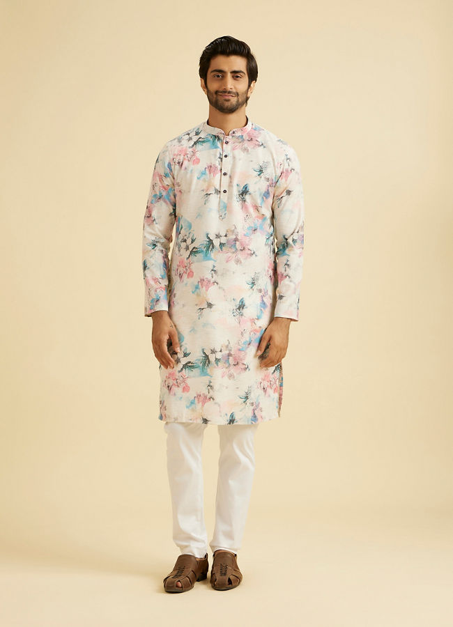 Manyavar Men Warm White Elegance Kurta