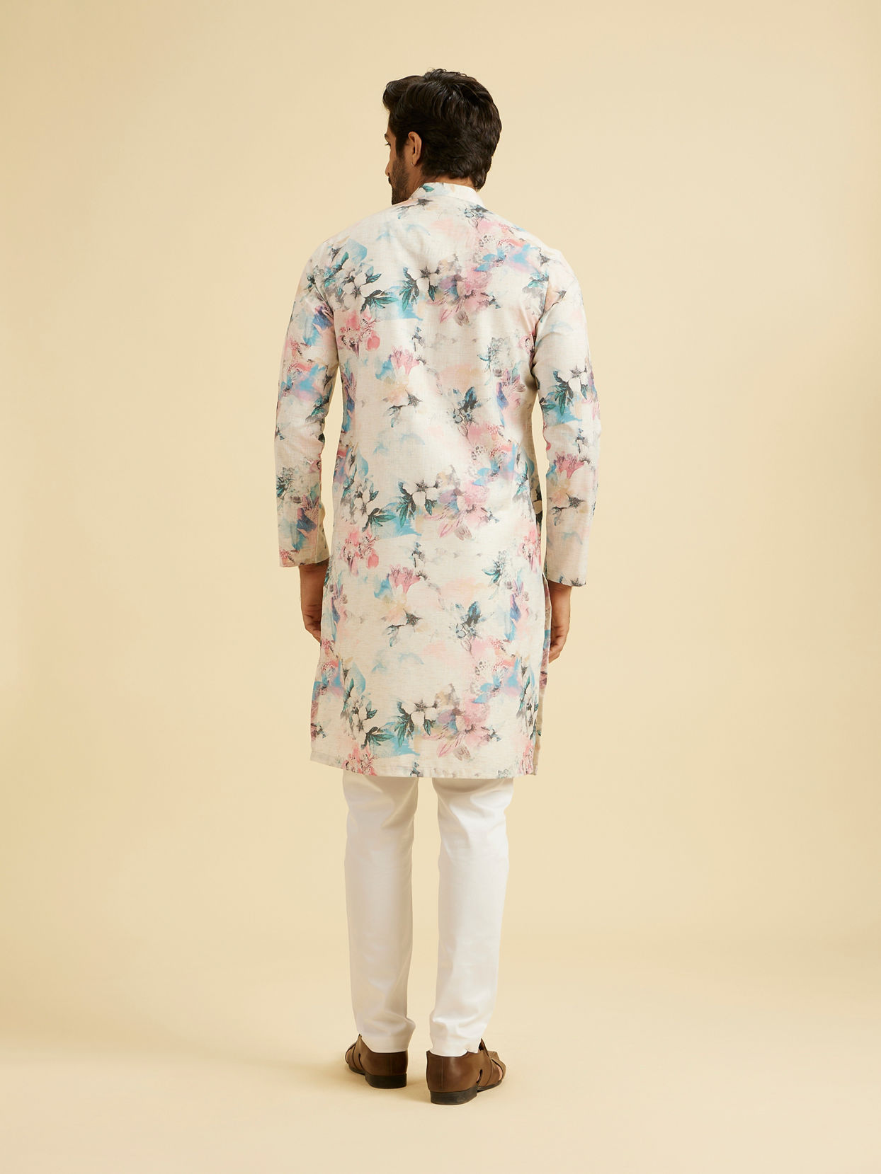 Manyavar Men Warm White Elegance Kurta