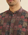 Manyavar Men Beige And Pink Kurta with Imperial Darbar Patterns