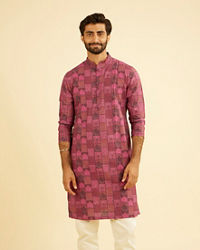 Manyavar Men Regal Pink Cotton Kurta