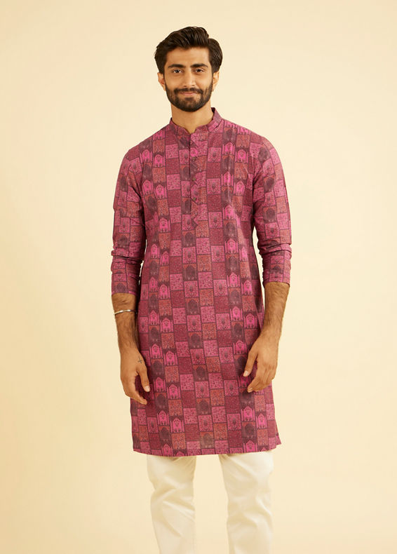 Manyavar Men Regal Pink Cotton Kurta
