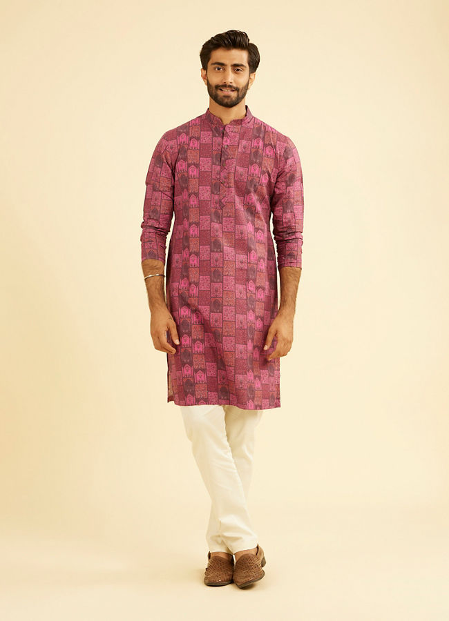 Manyavar Men Regal Pink Cotton Kurta