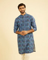 Manyavar Men Blue Radiance Cotton Kurta