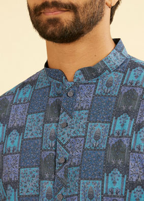 Manyavar Men Blue Radiance Cotton Kurta
