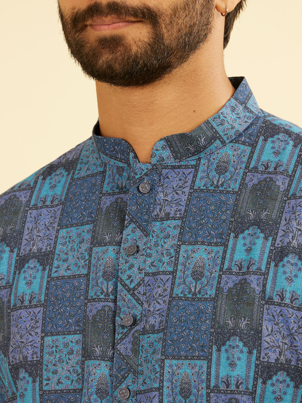 Manyavar Men Blue Radiance Cotton Kurta