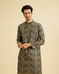 Manyavar Men Olive Green Elegance Kurta