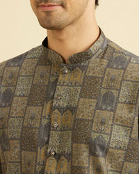 Manyavar Men Olive Green Elegance Kurta