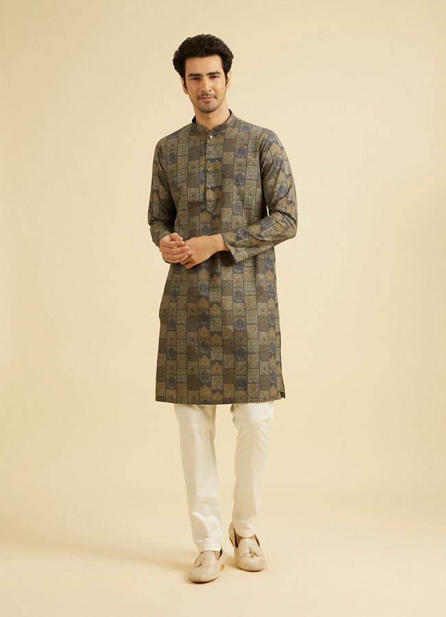 Manyavar Men Olive Green Elegance Kurta