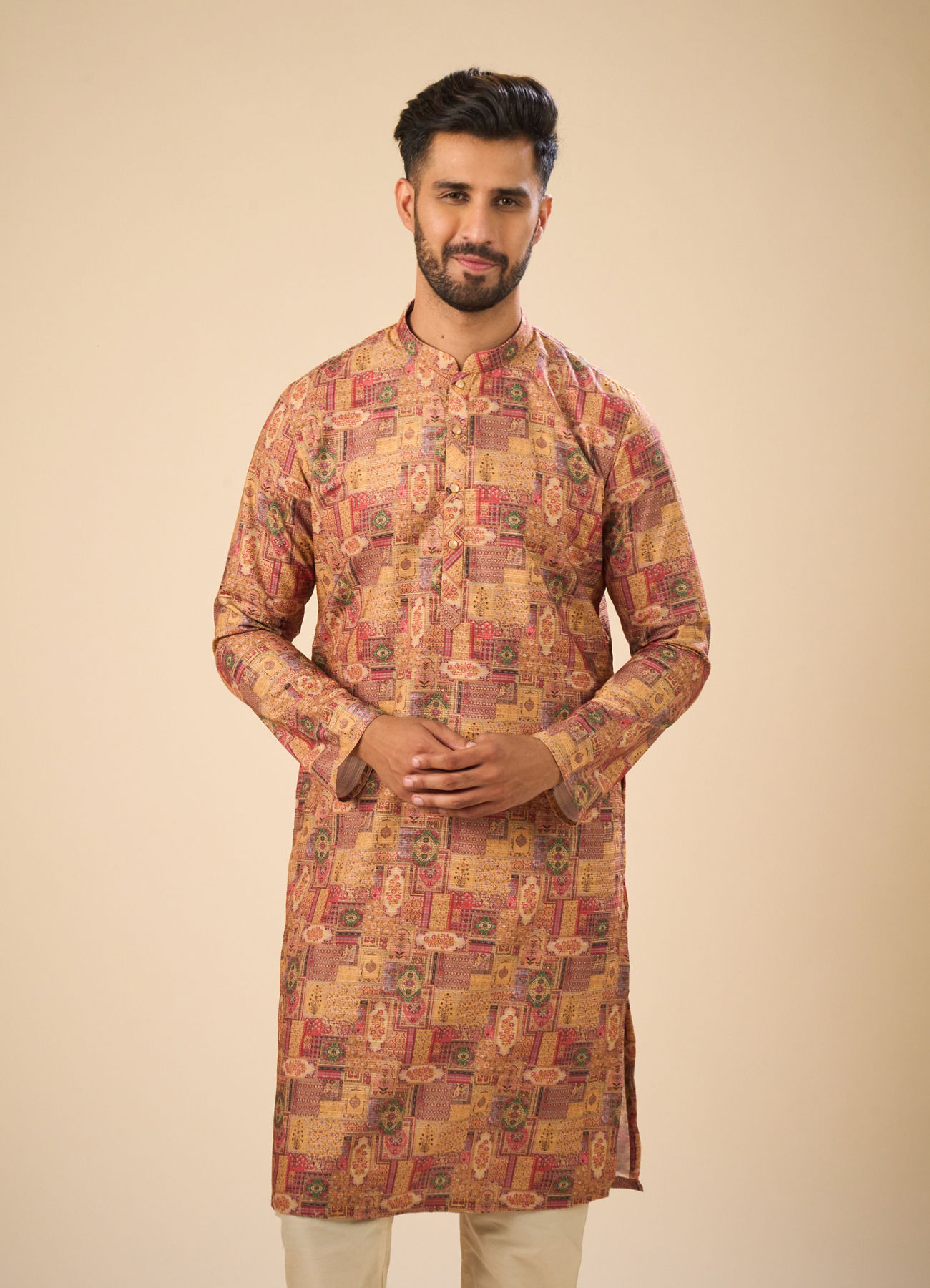 Manyavar Men Majestic Mustard Kurta