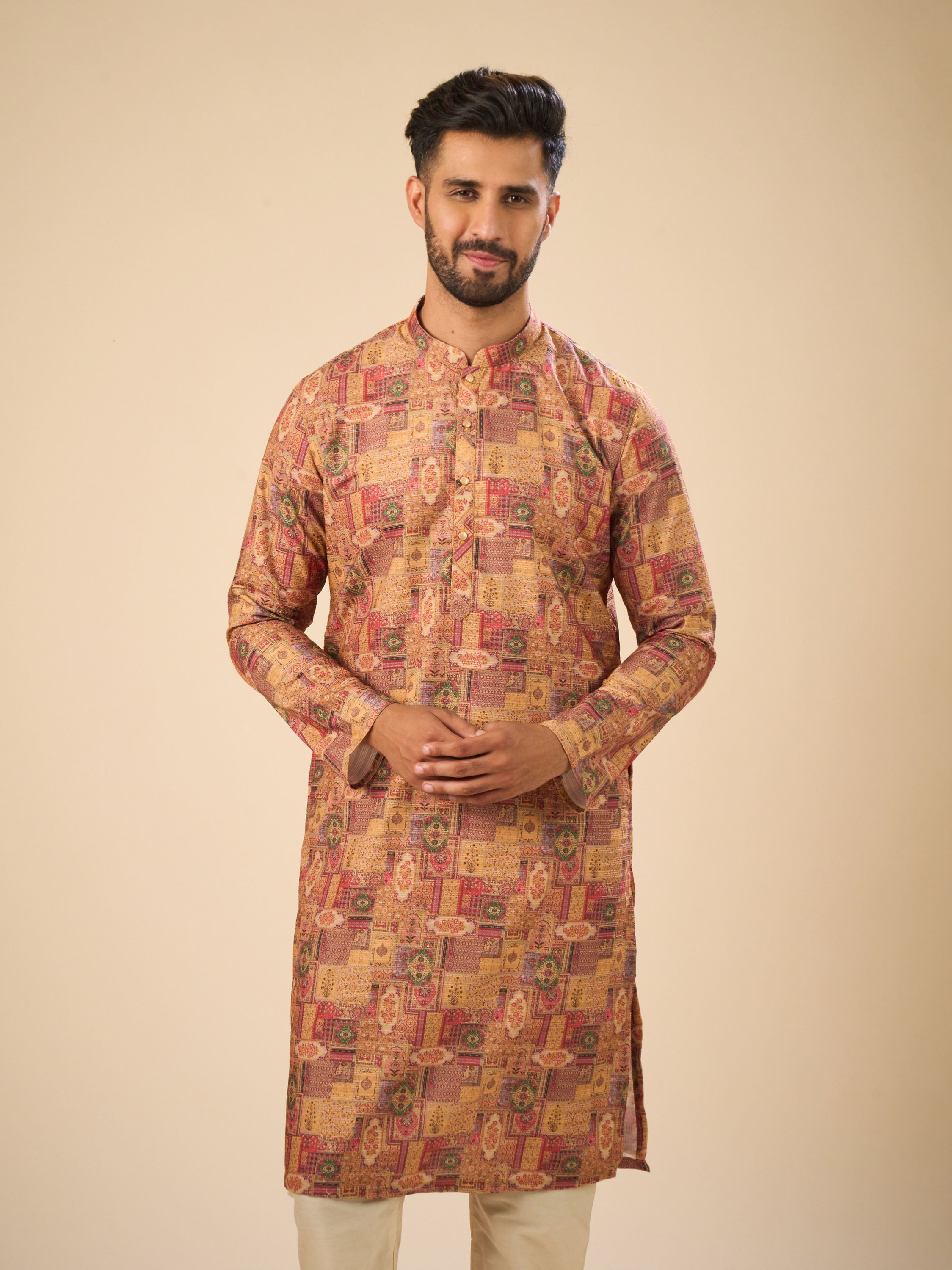 Manyavar Men Majestic Mustard Kurta