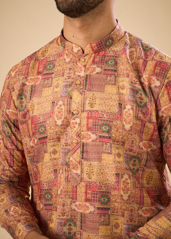 Manyavar Men Majestic Mustard Kurta