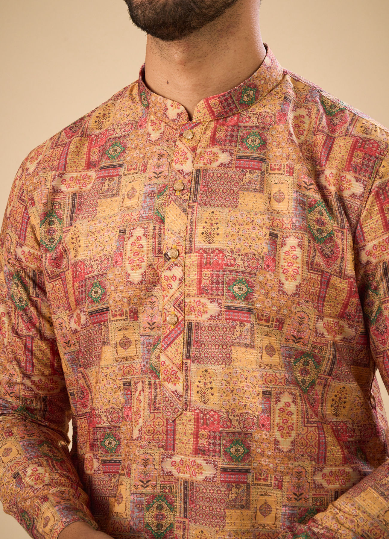 Manyavar Men Majestic Mustard Kurta