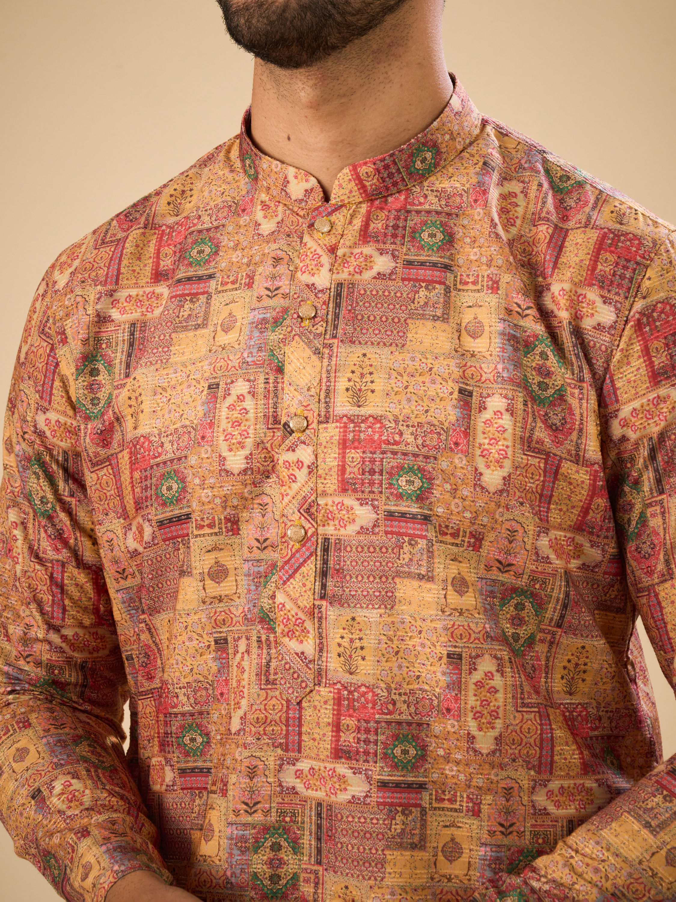 Manyavar Men Majestic Mustard Kurta