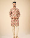 Manyavar Men Beige Mid Length Kurta Splendor