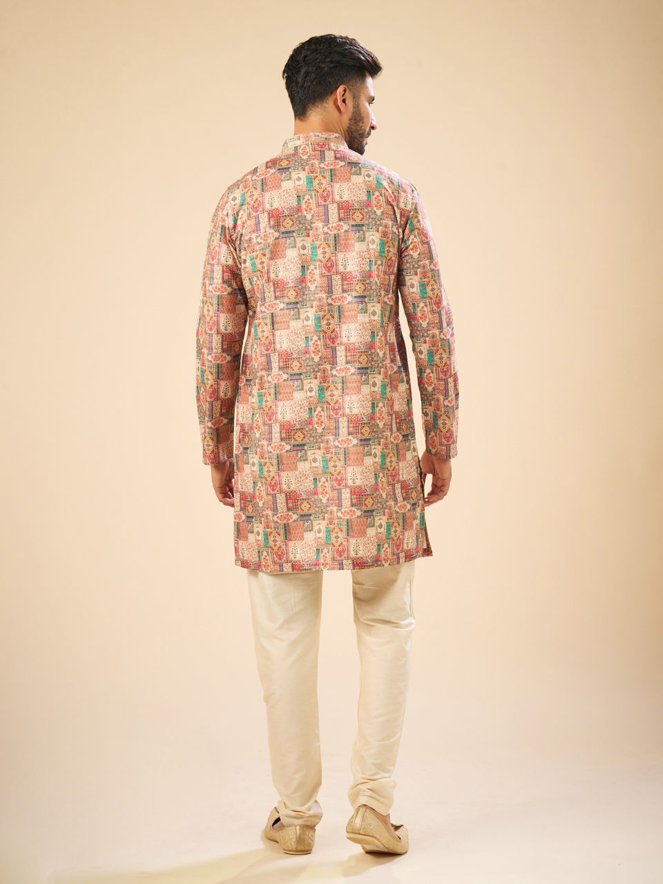 Manyavar Men Beige Mid Length Kurta Splendor