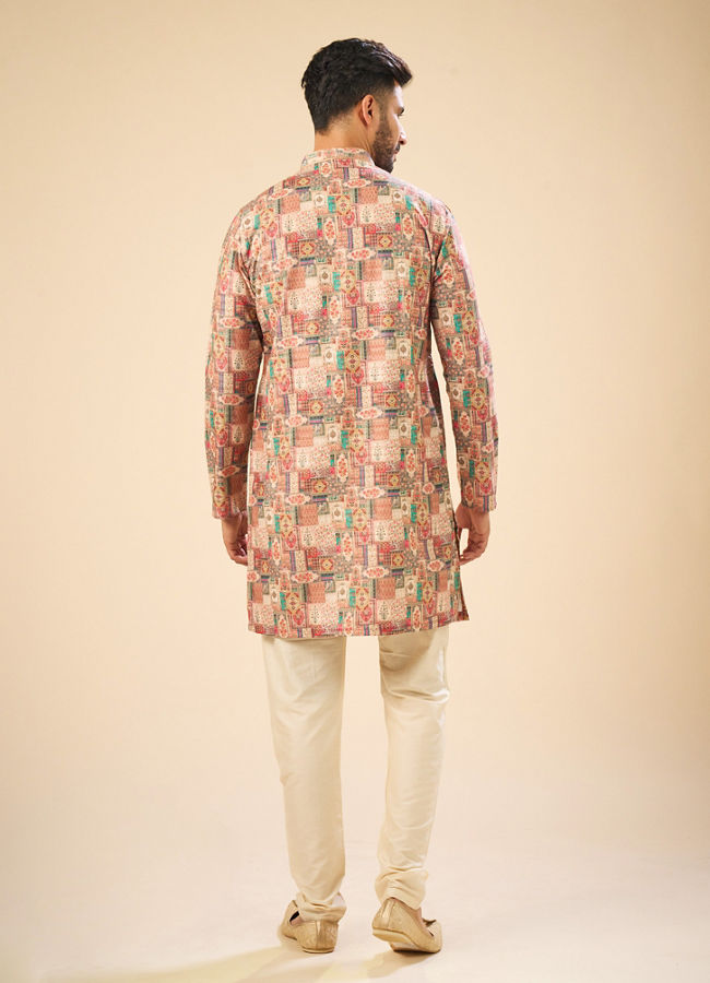 Manyavar Men Beige Mid Length Kurta Splendor