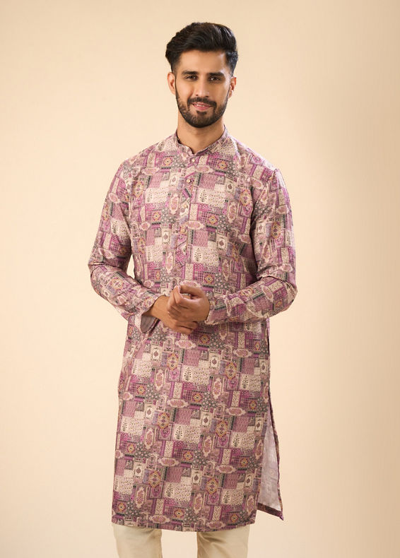 Manyavar Men Lilac Hued Viscose Kurta