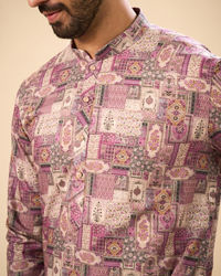 Manyavar Men Lilac Hued Viscose Kurta