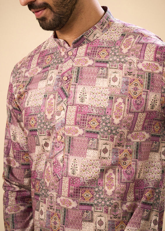 Manyavar Men Lilac Hued Viscose Kurta