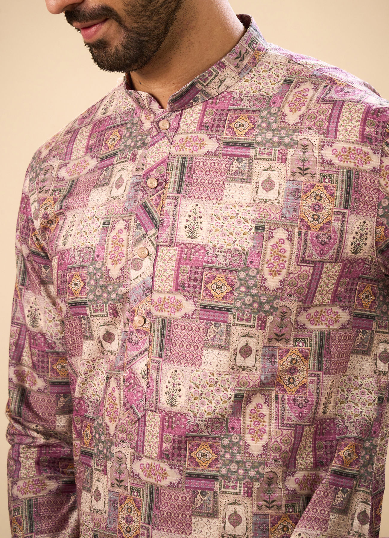 Manyavar Men Lilac Hued Viscose Kurta