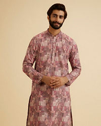 Manyavar Men Coral Pink Kurta