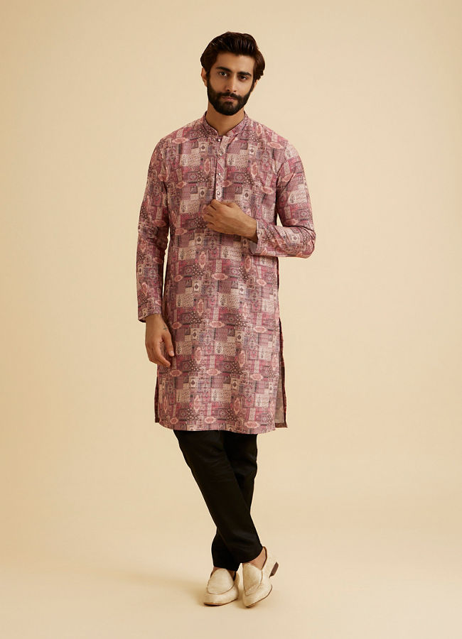 Manyavar Men Coral Pink Kurta