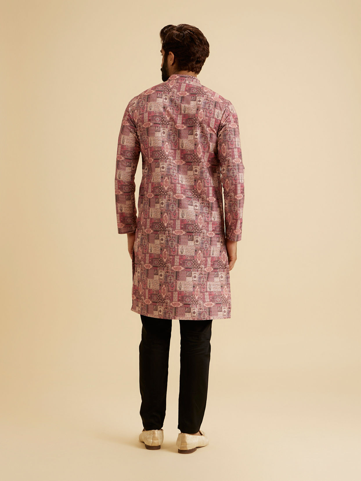 Manyavar Men Coral Pink Kurta