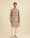 Manyavar Men Rust And Beige Abstract Printed Kurta