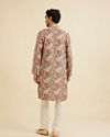 Manyavar Men Rust And Beige Abstract Printed Kurta