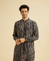 Manyavar Men Dark Blue Elite Spandex Kurta