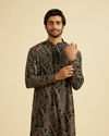 Manyavar Men Black Spandex Elegance Kurta