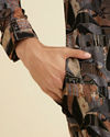Manyavar Men Black Spandex Kurta Mid Length Kurta