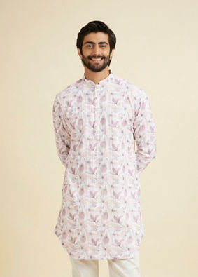 Manyavar Men Pink Elegance Mid Length Kurta