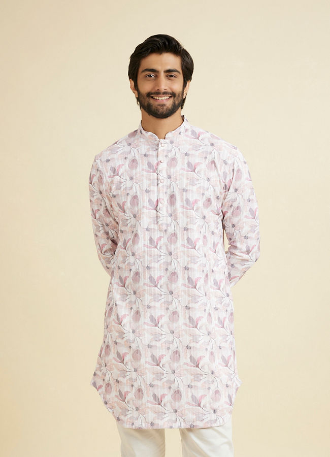 Manyavar Men Pink Elegance Mid Length Kurta