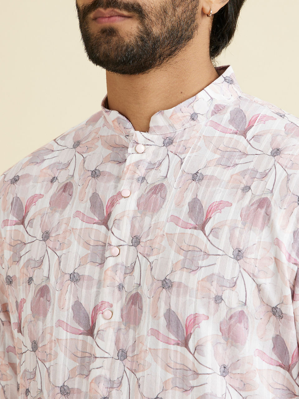 Manyavar Men Pink Elegance Mid Length Kurta