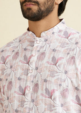 Manyavar Men Pink Elegance Mid Length Kurta