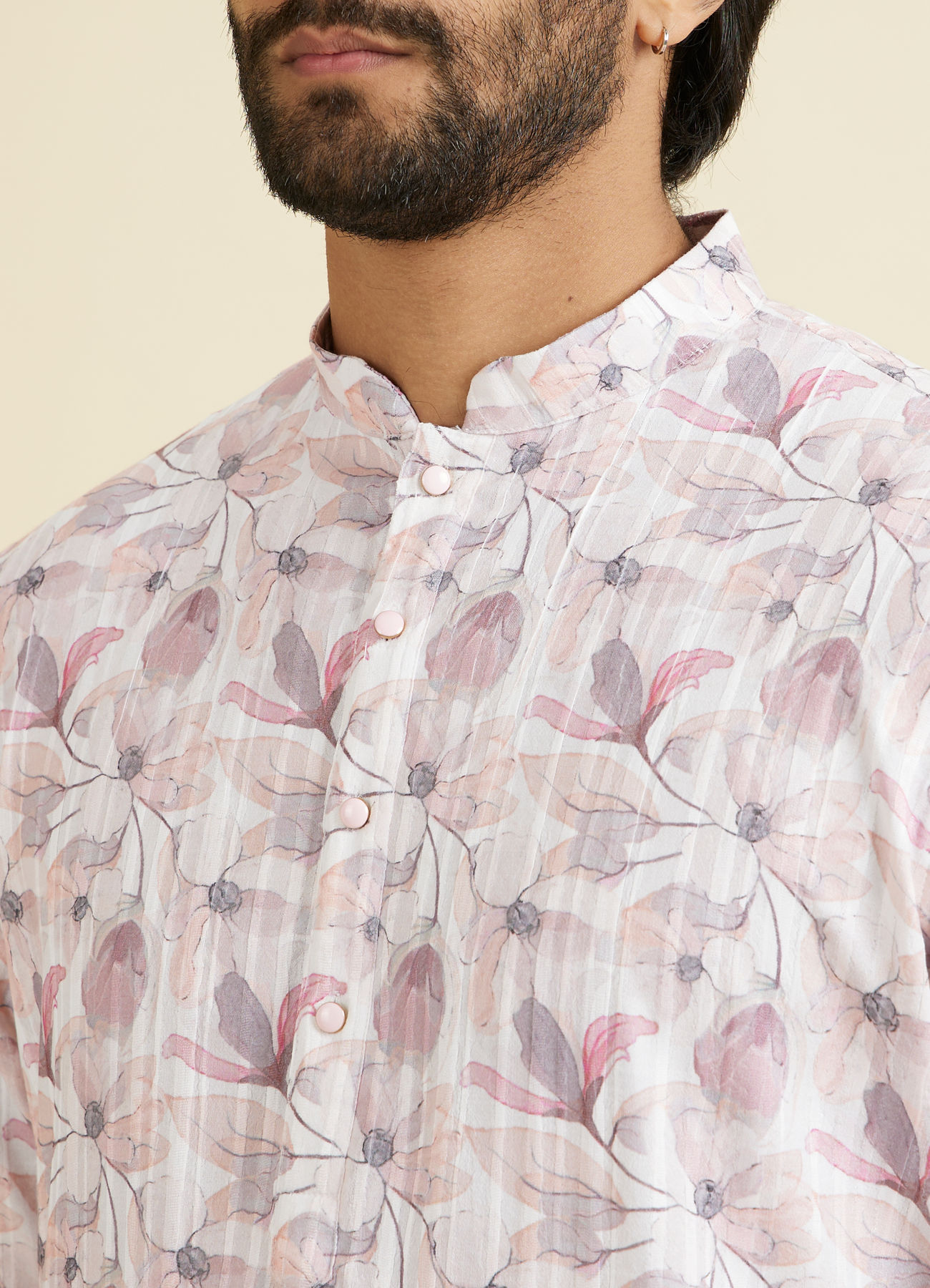 Manyavar Men Pink Elegance Mid Length Kurta