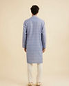 Manyavar Men Powder Blue Fern Printed Kurta