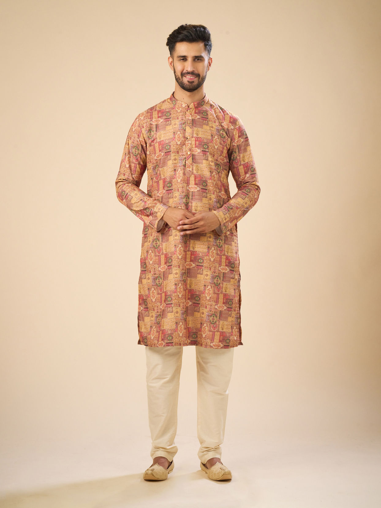 Manyavar Men Majestic Mustard Kurta