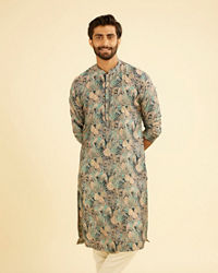 Manyavar Men Teal Blue Vibrancy Kurta
