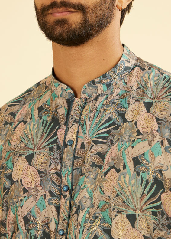 Manyavar Men Teal Blue Vibrancy Kurta