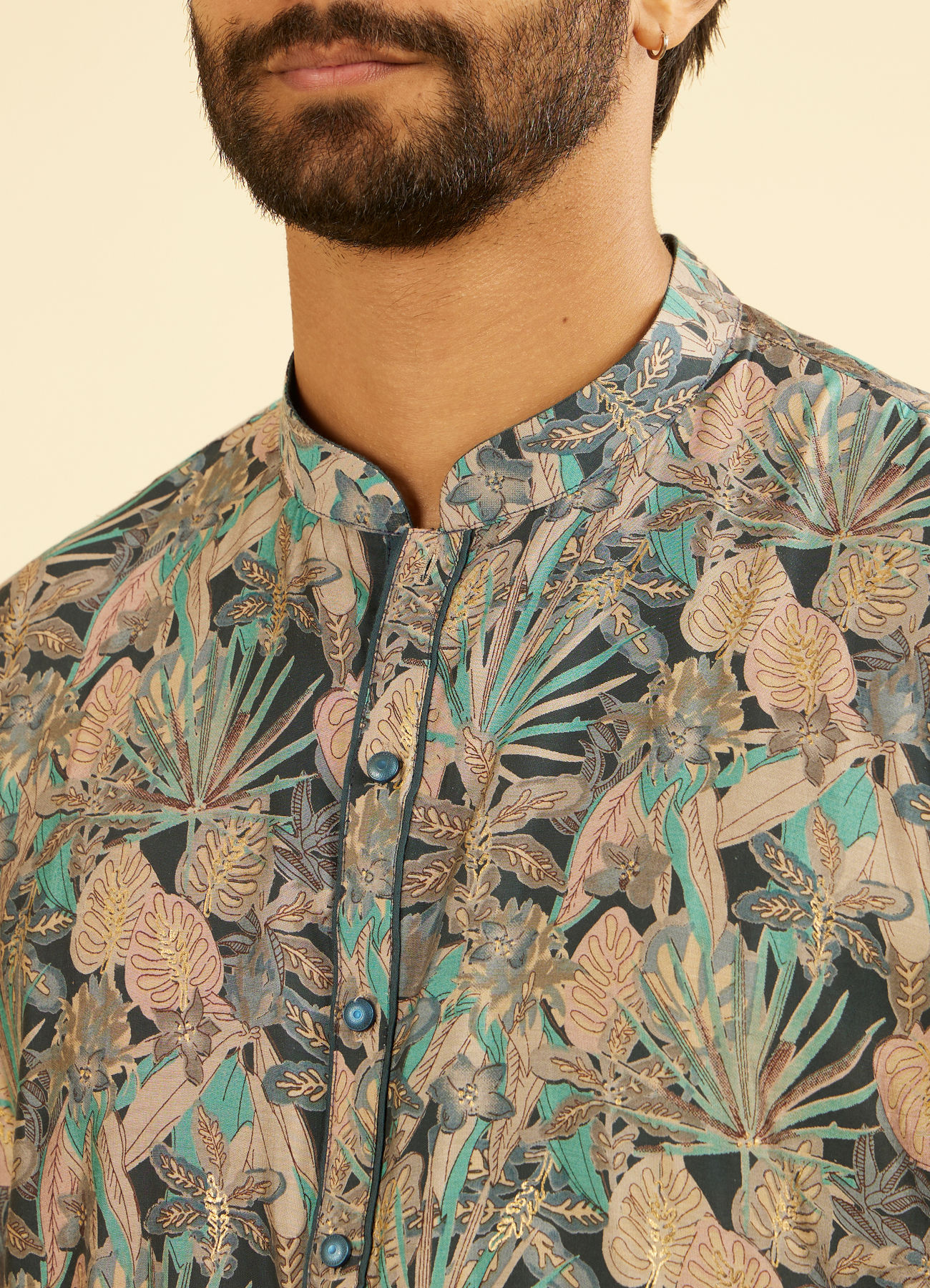 Manyavar Men Teal Blue Vibrancy Kurta