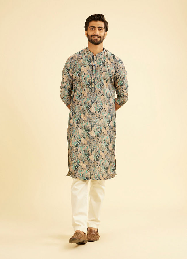 Manyavar Men Teal Blue Vibrancy Kurta